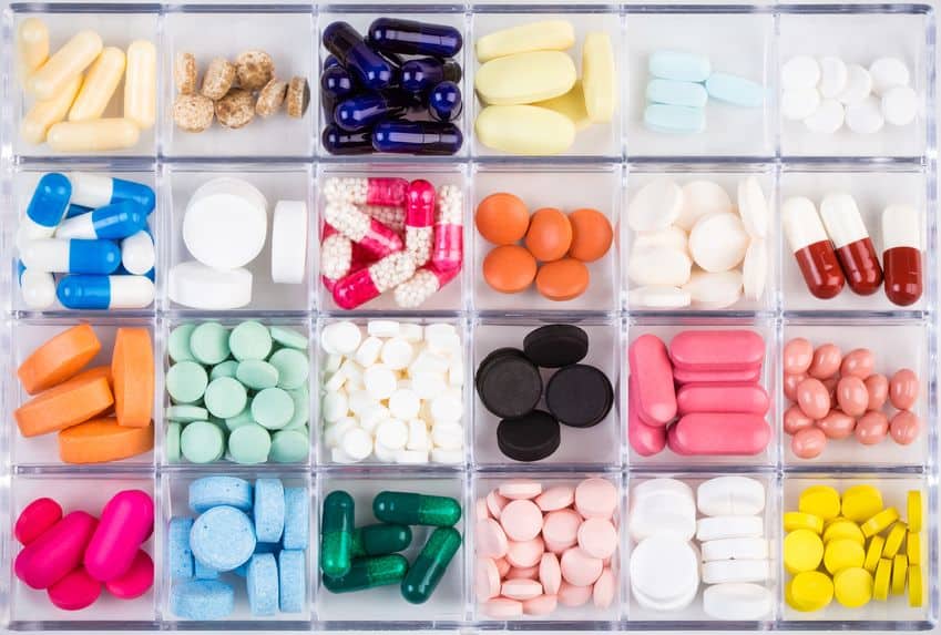 Pills in containers
